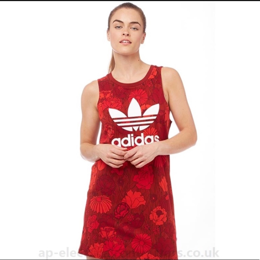 BNWT RED FLORAL ADIDAS TANK TOP/DRESS